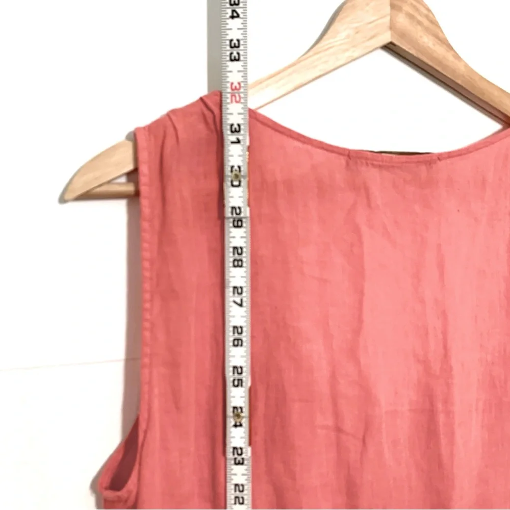 Zara Basics Coral Linen Romper Size Small V-Neck Sleeveless Casual